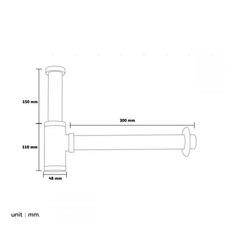 ท่อน้ำทิ้งอ่างล้างหน้ากระปุก RASLAND A1156 30 ซม._5