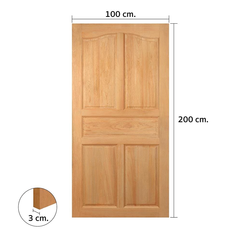 ประตูไม้สยาแดง ไม่เจาะลูกบิด VK 151 5 ฟักปีกนก 100x200 ซม. สีธรรมชาติ