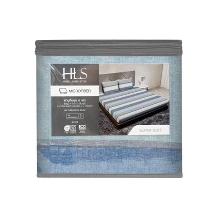 ชุดผ้าปูที่นอน 6 ฟุต (ชุด 3 ชิ้น) HOME LIVING STYLE AXIS สี BLUE_4