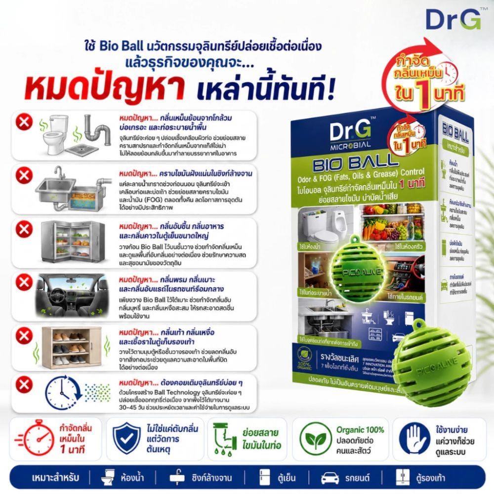 ลูกบอลจุลินทรีย์ DR.G BIO BALL 30 กรัม (1 กล่อง บรรจุ 3 ลูก)