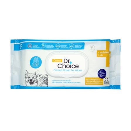 ผ้าเช็ดทำความสะอาดสำหรับสัตว์เลี้ยง DR.CHOICE กลิ่น CAMOMILE 80 แผ่น_0