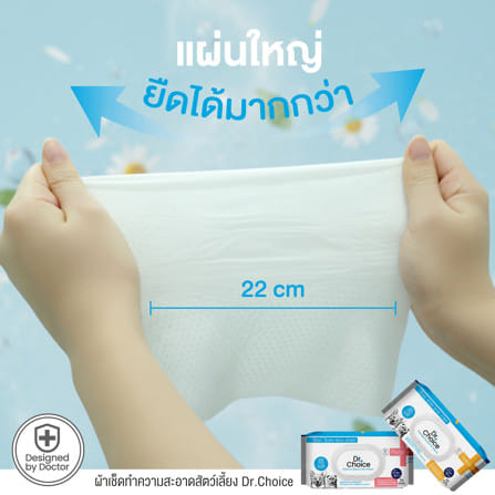 ผ้าเช็ดทำความสะอาดสำหรับสัตว์เลี้ยง DR.CHOICE กลิ่น POWDER 80 แผ่น_3