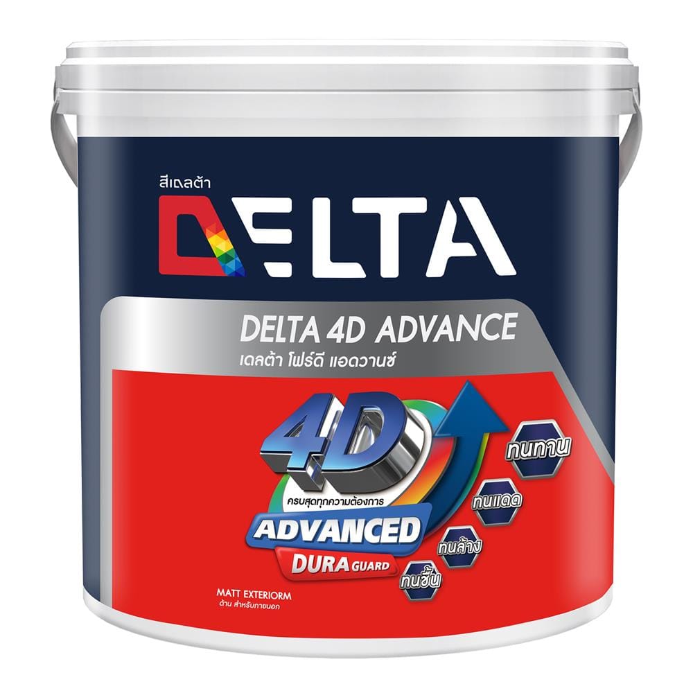 สีน้ำทาภายนอก ชนิดด้าน DELTA 4D ADVANCE 2IN1 BASE A 2.5 แกลลอน