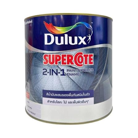 สีน้ำมันผสมรองพื้น ชนิดเงา DULUX SUPERCOTE 2-IN-1 G1001 สีขาว 3ลิตร_0
