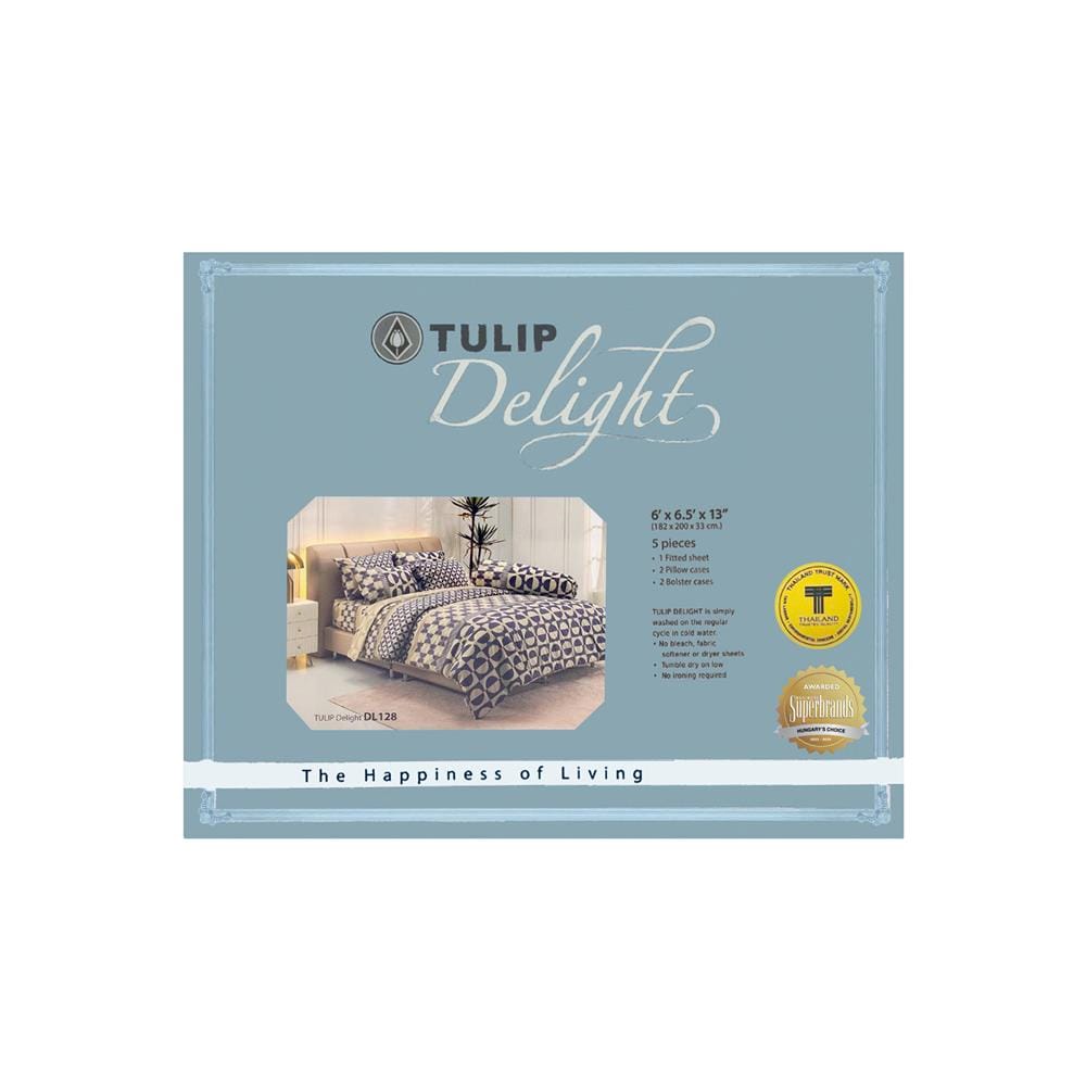 ชุดผ้าปูที่นอน 6 ฟุต (ชุด 5 ชิ้น) TULIP DELIGHT 60012-DL128