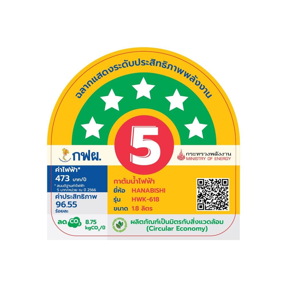 กาต้มน้ำไฟฟ้า HANABISHI HWK-618 1.8 ลิตร