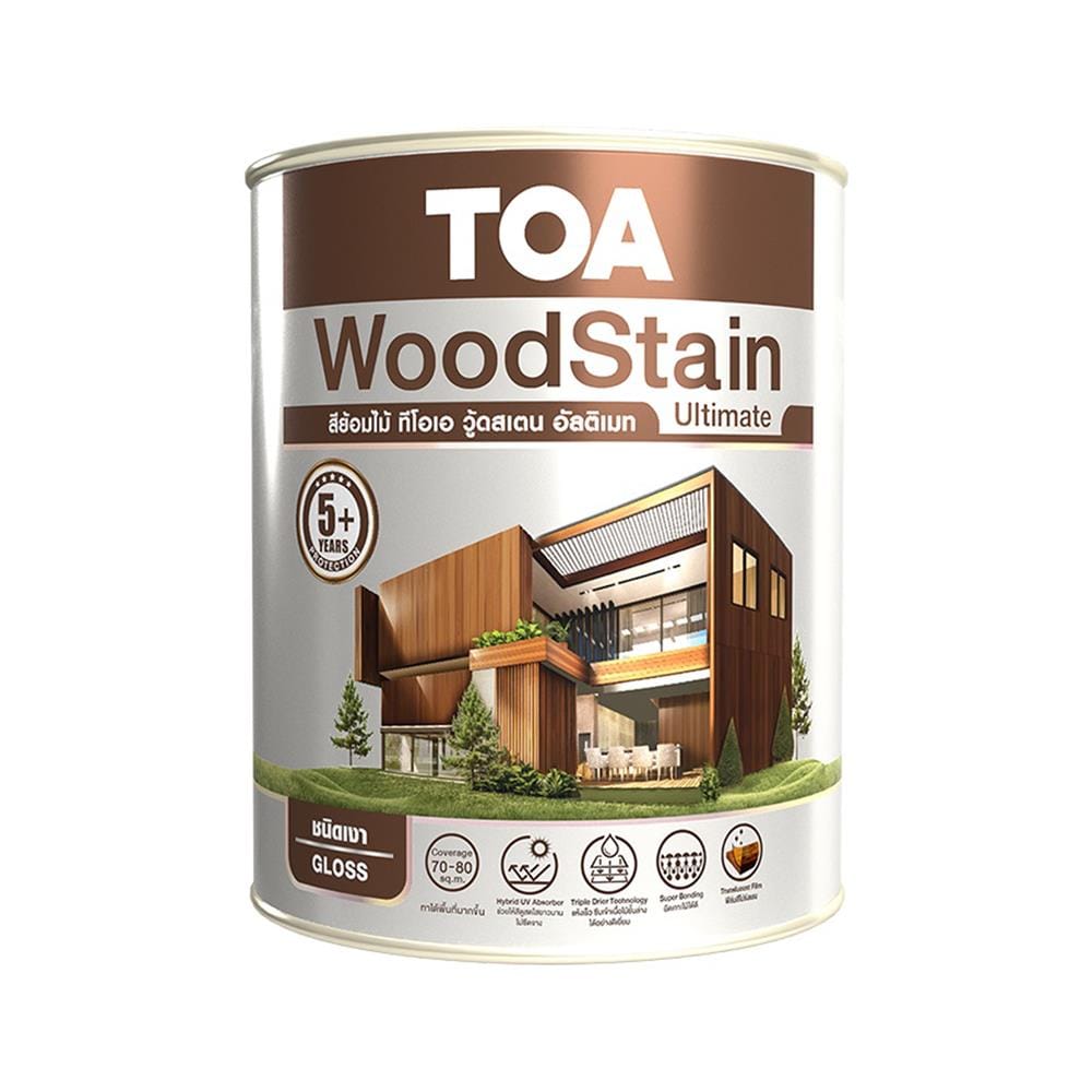 สีย้อมไม้ ชนิดเงา TOA WOODSTAIN ULTIMATE UG02 สีไม้สัก 1/4 แกลลอน