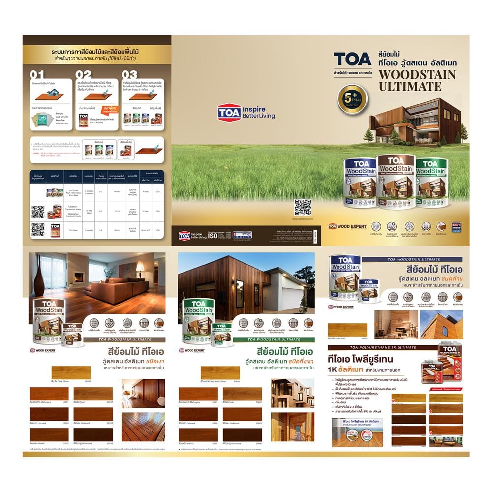 สีย้อมไม้ ชนิดเงา TOA WOODSTAIN ULTIMATE UG06 สีไม้ประดู่ 1/4 แกลลอน