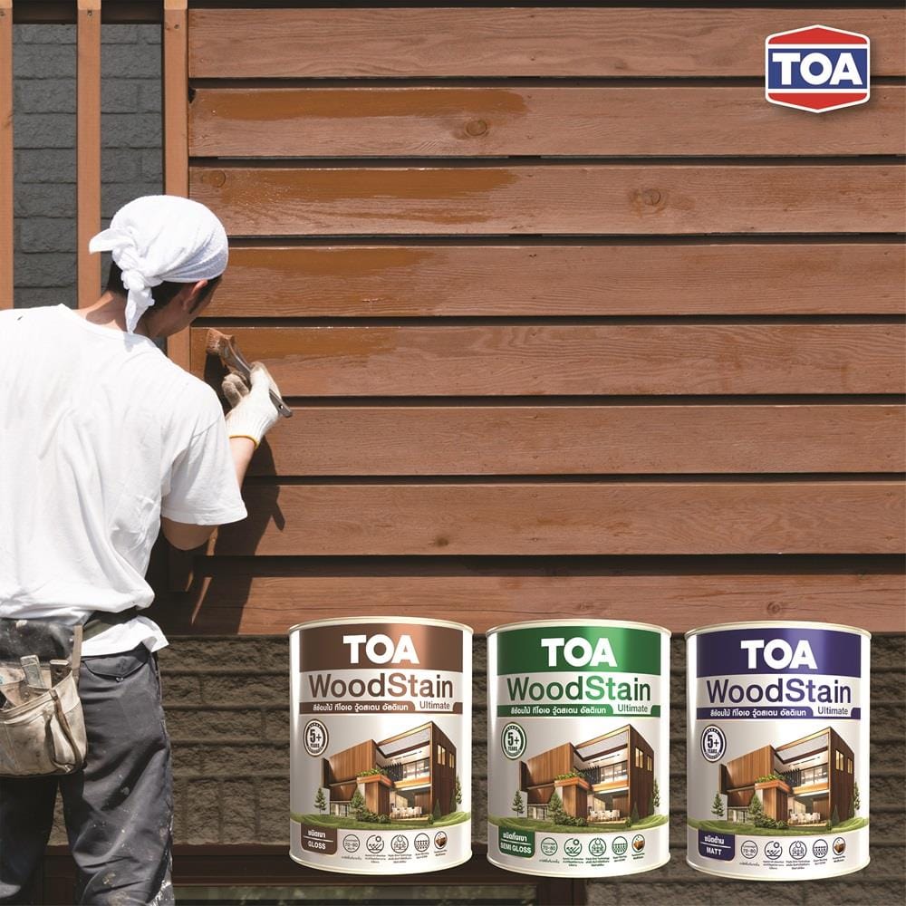 สีย้อมไม้ ชนิดกึ่งเงา TOA WOODSTAIN ULTIMATE US02 สีไม้สัก 1 แกลลอน
