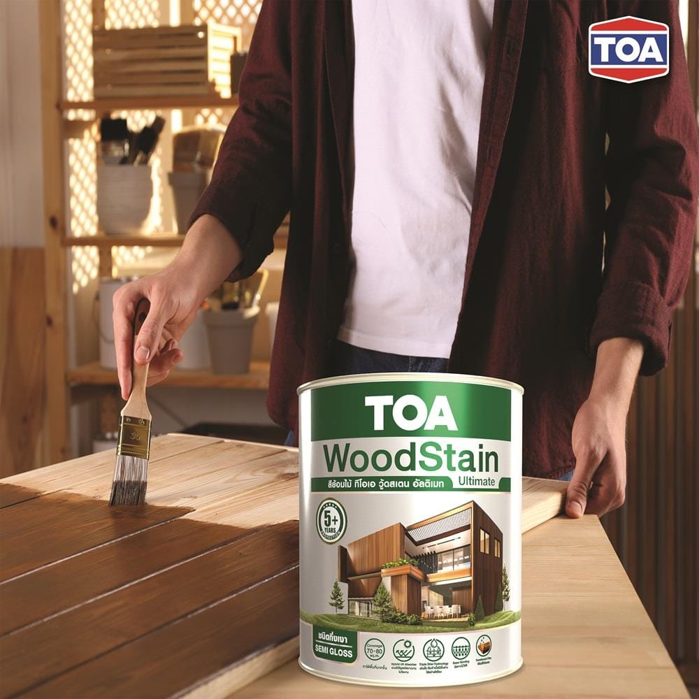 สีย้อมไม้ ชนิดกึ่งเงา TOA WOODSTAIN ULTIMATE US05 สีวอลนัท 1/4 แกลลอน