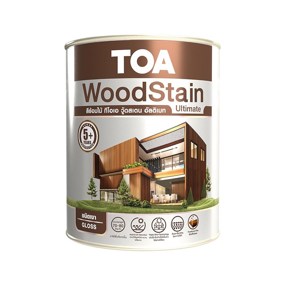 สีย้อมไม้ ชนิดเงา TOA WOODSTAIN ULTIMATE UG01 สีมะฮอกกะนี 1 แกลลอน
