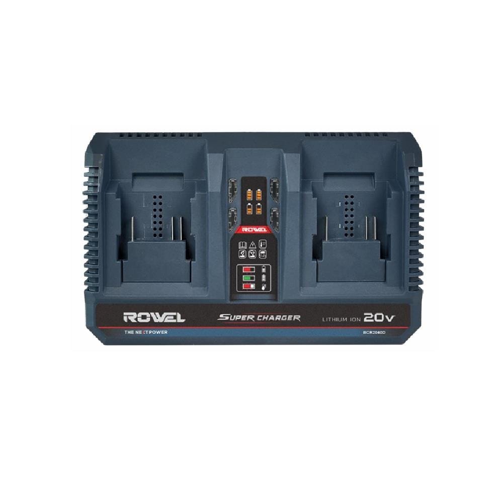 แท่นชาร์จแบตเตอรี่ 2 ช่อง ROWEL BCR2040D 20 โวลต์ 4.0 แอมแปร์