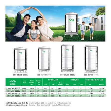 ถังเก็บน้ำสเตนเลส DOS ECO-05/GD-6000L 6000 ลิตร_4