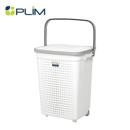 ตะกร้าผ้าล้อลากมีฝา PLIM BUBBLE HH-1226L สีขาว_0