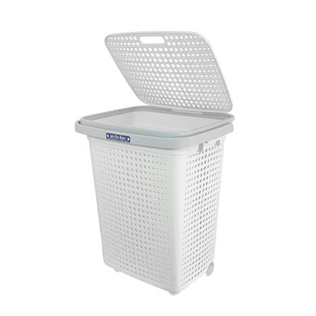 ตะกร้าผ้าล้อลากมีฝา PLIM BUBBLE HH-1226L สีขาว_2