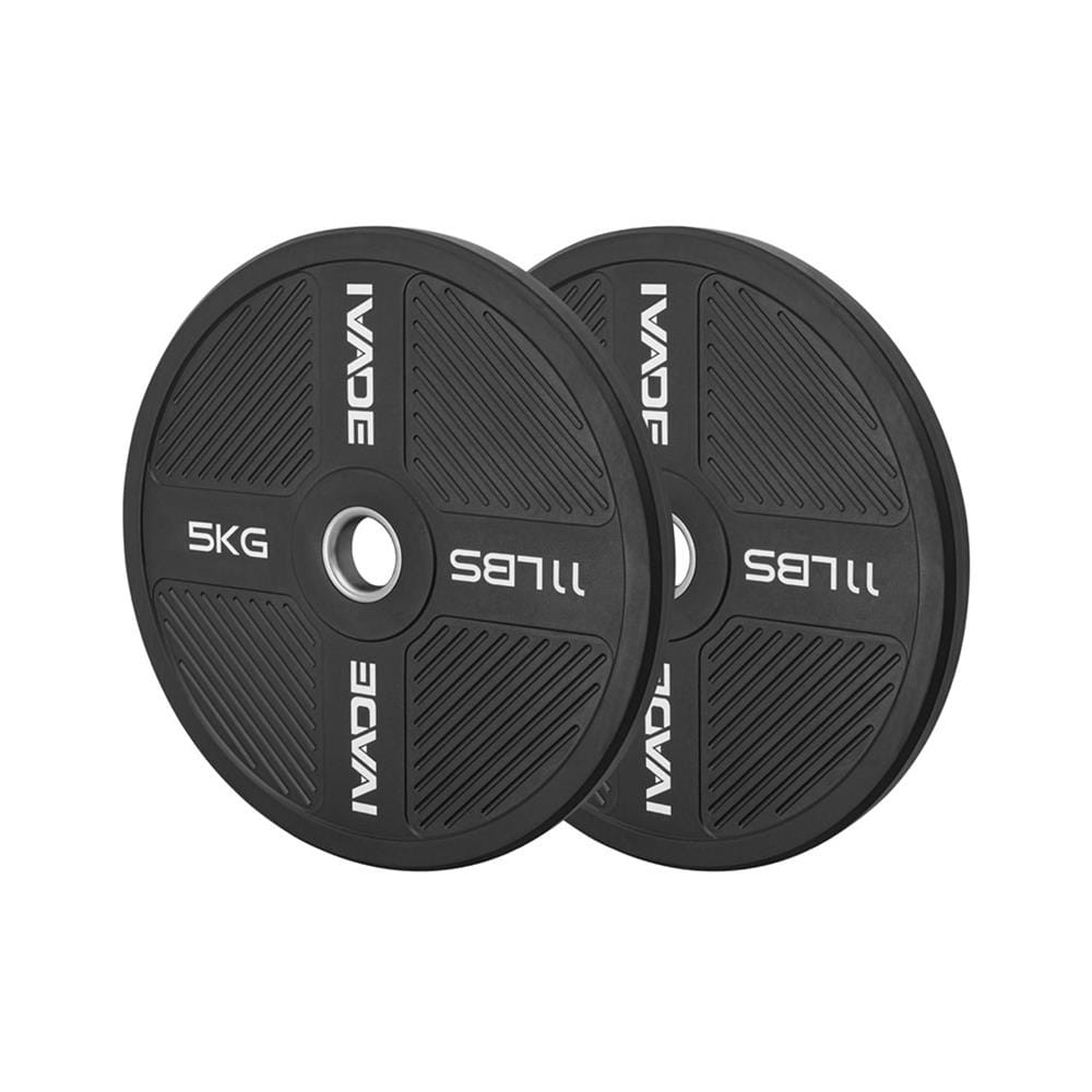 แผ่นน้ำหนัก BUMPER PLATE รูขนาด 2 นิ้ว IVADE  5 กก. (แพ็ก 2 ชิ้น)