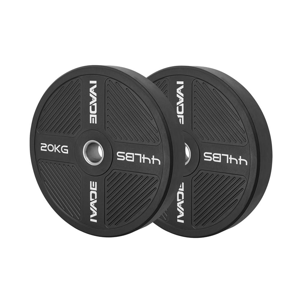 แผ่นน้ำหนัก BUMPER PLATE รูขนาด 2 นิ้ว IVADE  20 กก. (แพ็ก 2 ชิ้น)