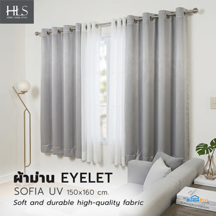 ผ้าม่าน EYELET HOME LIVING STYLE SOFIA UV 150x160 ซม. สีเทา_5