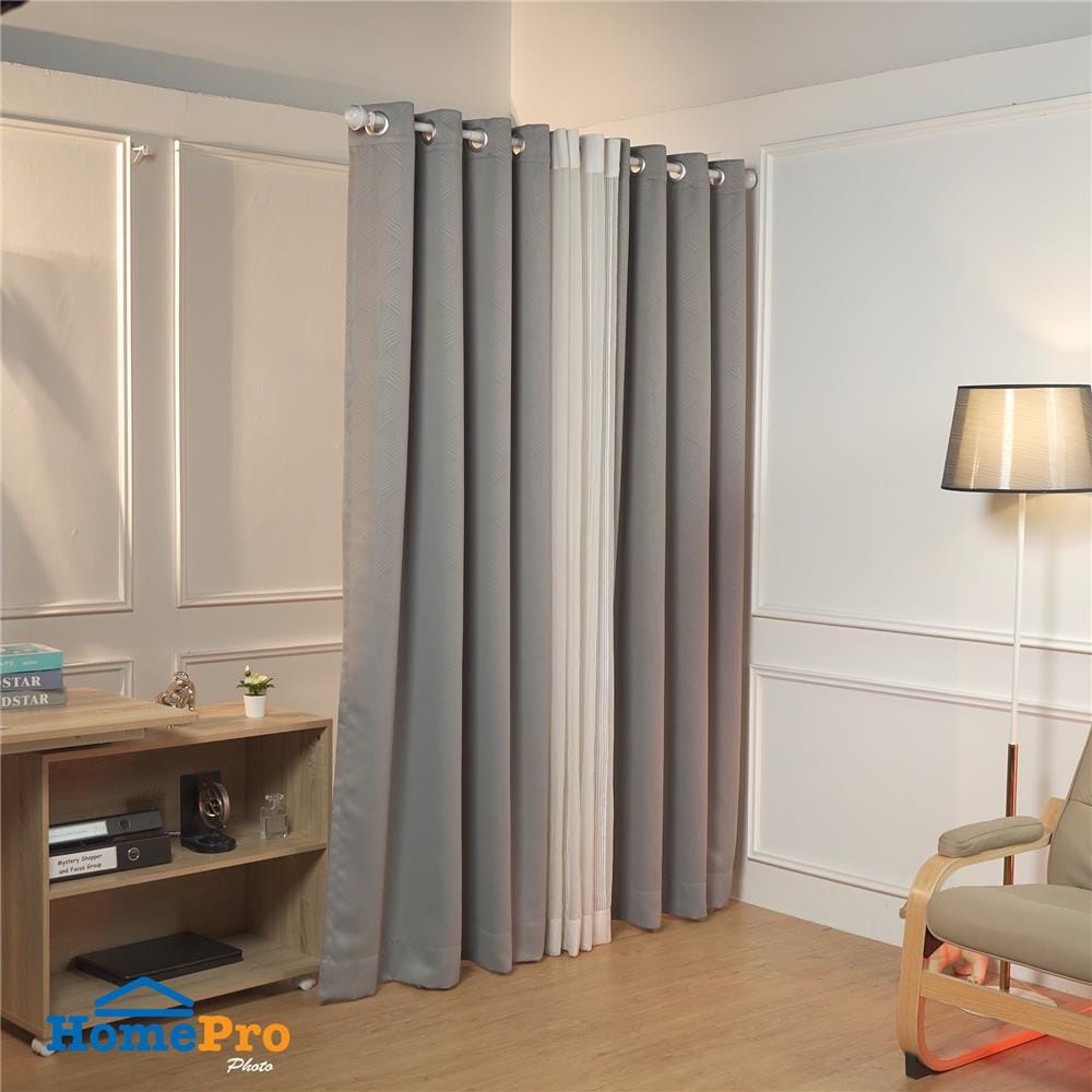 ผ้าม่าน EYELET HOME LIVING STYLE CURVE UV 140x220 ซม. สีเทา