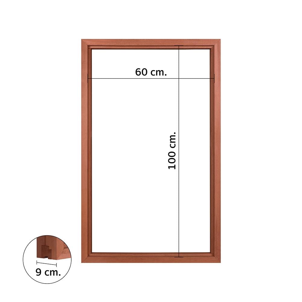 วงกบหน้าต่างไม้เบญจพรรณ 1 ช่อง VK 60x100 ซม. สีธรรมชาติ