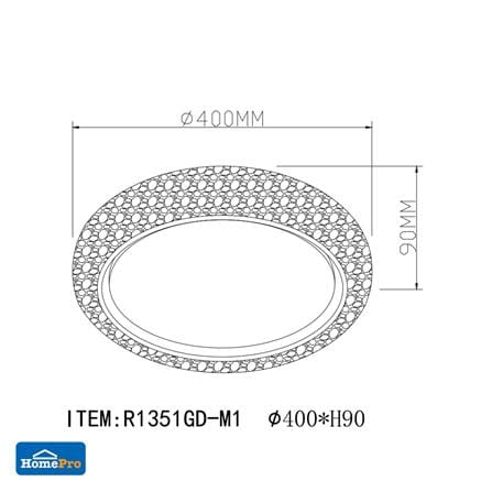 ไฟเพดาน LED CARINI R1351GD-M1 NL 16 นิ้ว 30 วัตต์ DAYLIGHT/COOL WHITE/WARM WHITE สีขาว/ทอง_6