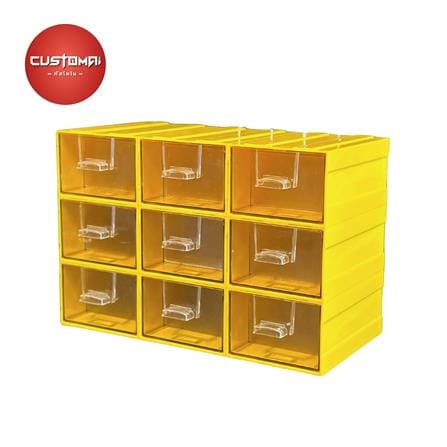 กล่องเก็บอุปกรณ์ CUSTOMAI 9 ช่อง สีเหลือง