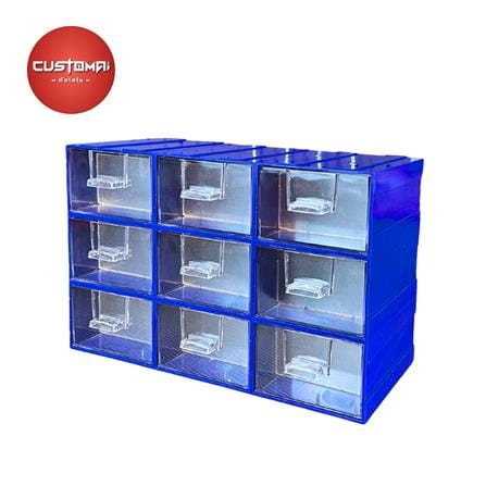 กล่องเก็บอุปกรณ์ CUSTOMAI 9 ช่อง สีน้ำเงิน
