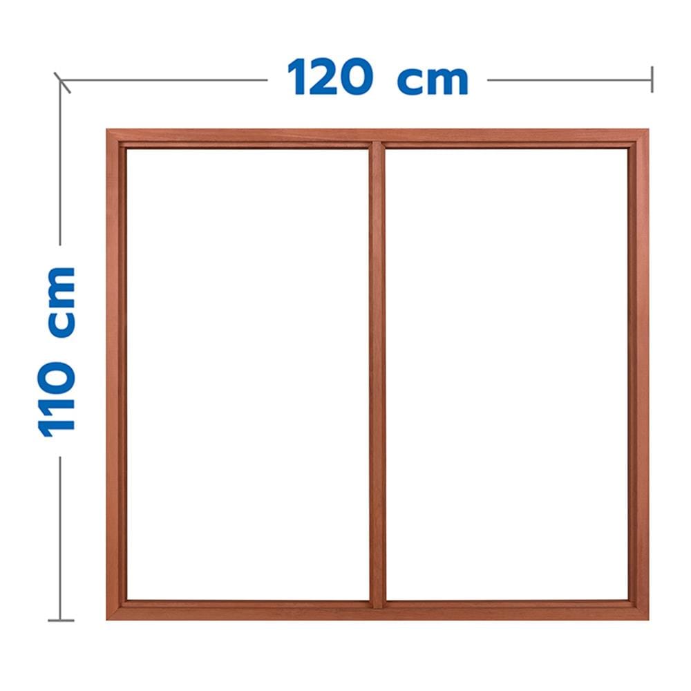 วงกบหน้าต่างไม้เบญจพรรณ 2 ช่อง VK 120x110 ซม. สีธรรมชาติ