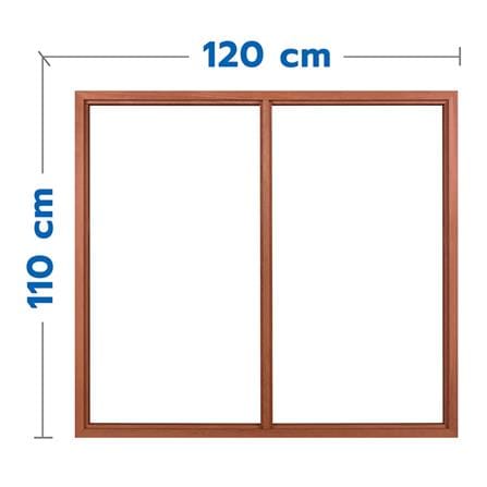 วงกบหน้าต่างไม้เบญจพรรณ 2 ช่อง VK 120x110 ซม. สีธรรมชาติ