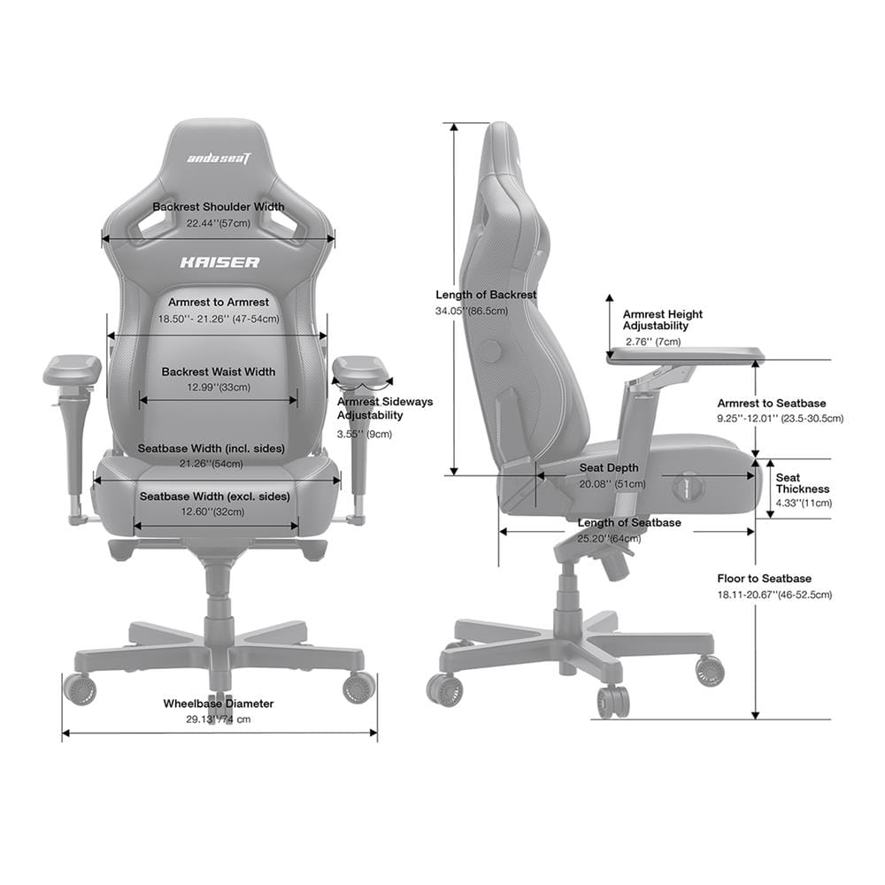 เก้าอี้เกมมิ่ง ANDA SEAT KAISER 4 6D XL PVC สีดำ