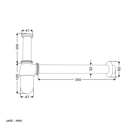 ท่อน้ำทิ้งอ่างล้างหน้ากระปุก RASLAND RA T911-T35-35 35 ซม._4