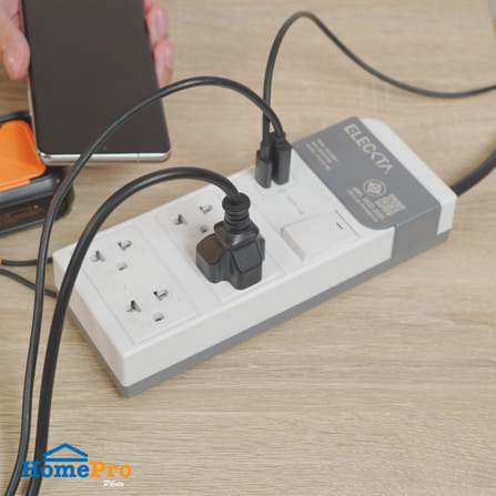 รางปลั๊กไฟ 4 ช่อง 1 สวิตซ์ 1 USB-A 1 TYPE-C ELECKTA ET541C 16 แอมป์ 3 ม._7