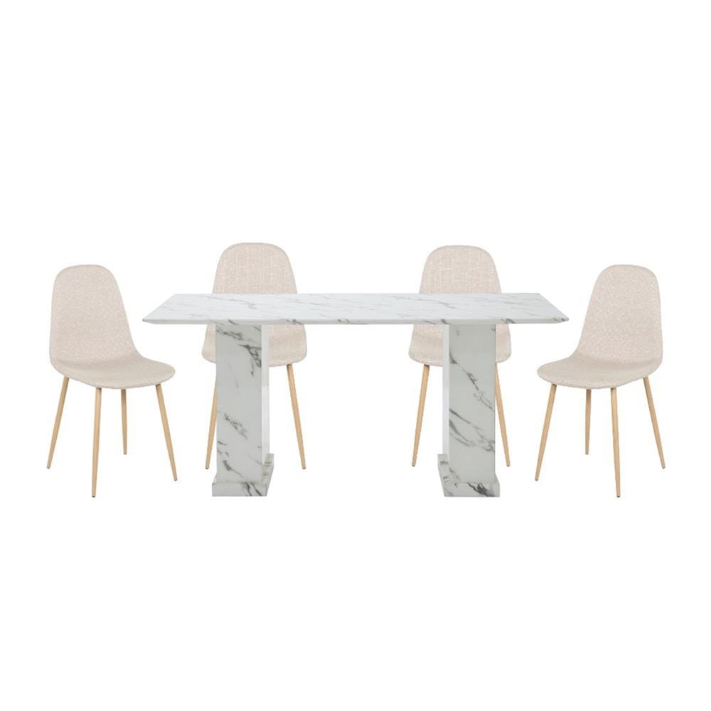 ชุดโต๊ะทานข้าว 4 ที่นั่ง SB FURNITURE BASHA & LASTA 59063632 สีขาว