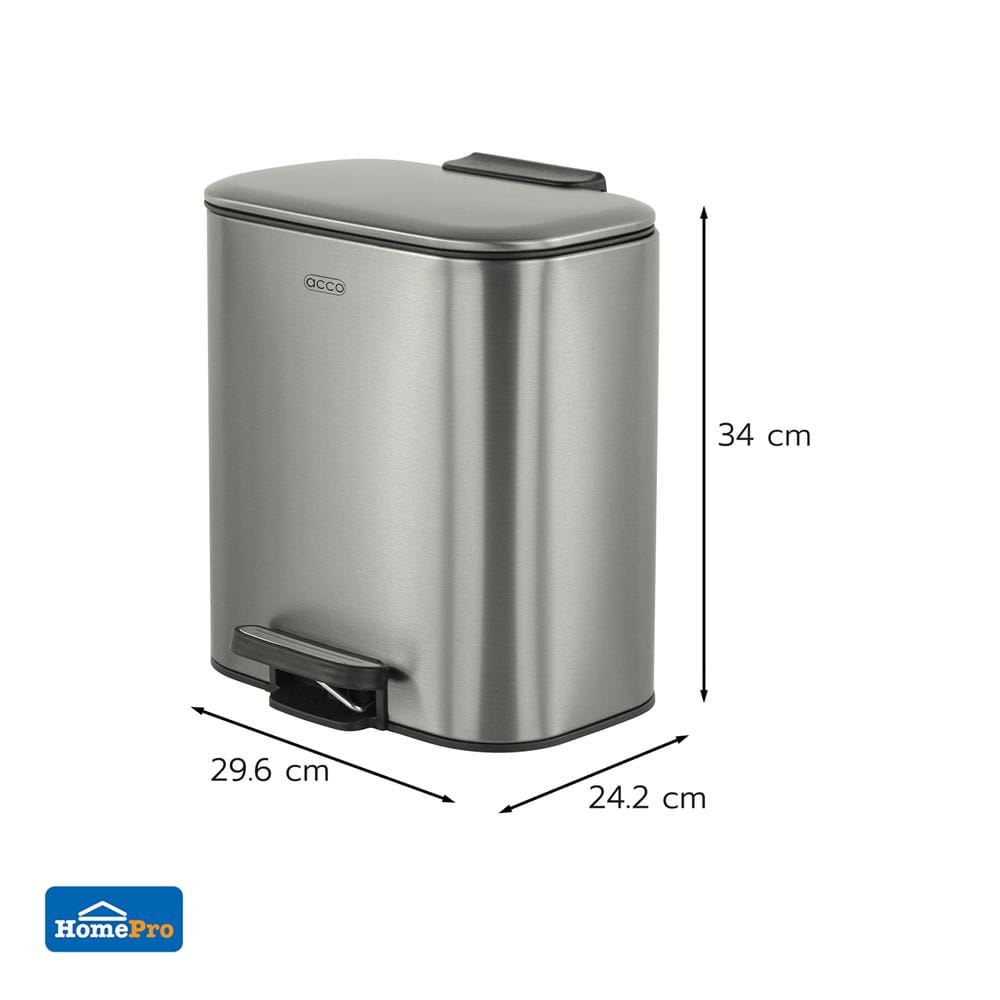 ถังขยะเหยียบเหลี่ยม ACCO MODIO 12 ลิตร สีเงิน