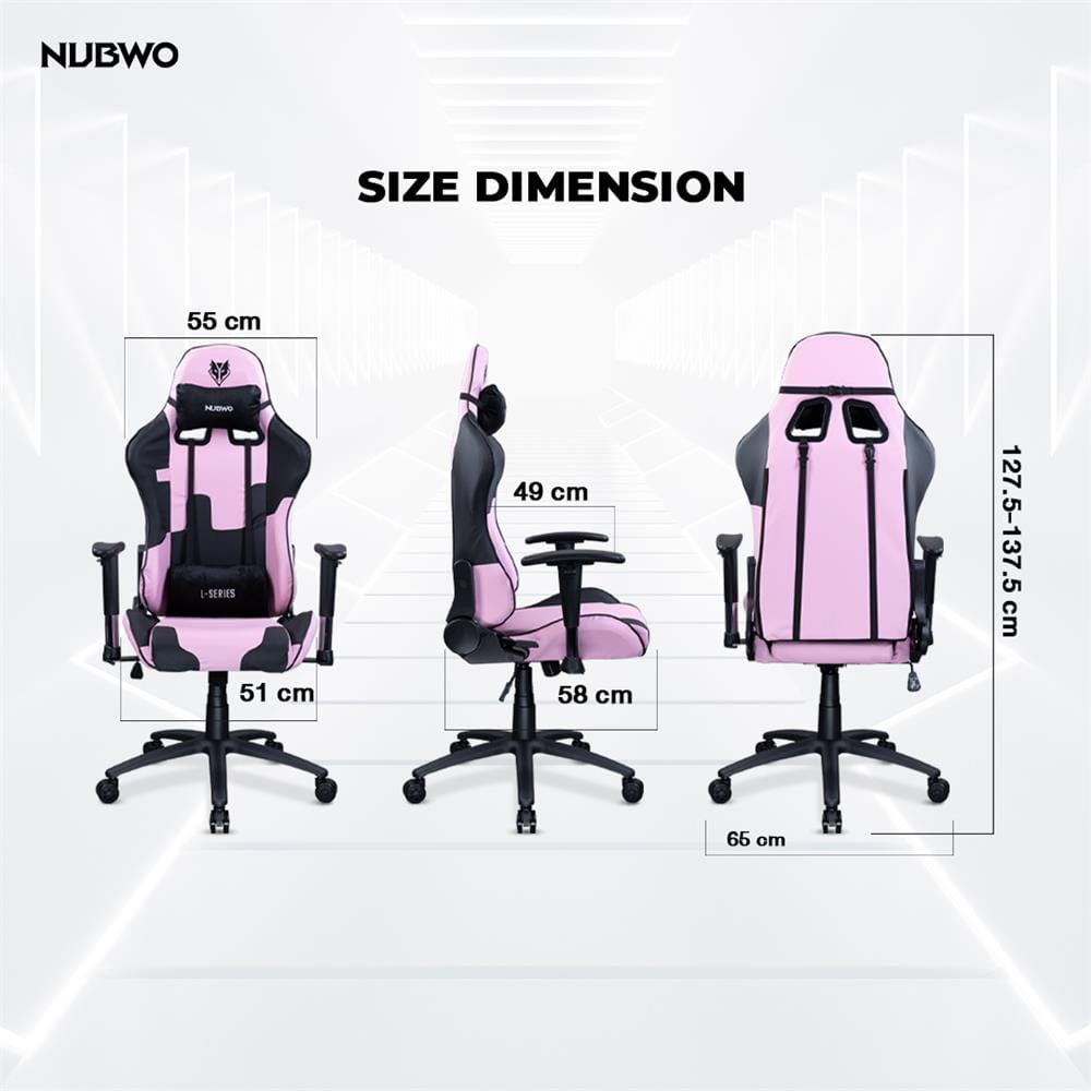 เก้าอี้เกมมิ่ง NUBWO L011 สีชมพู/ดำ