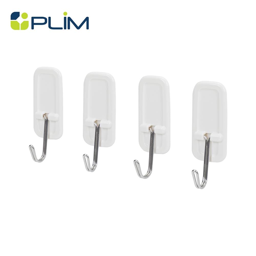 ขอแขวนเหลี่ยมติดเทปกาว PLIM HY-012310 สีขาว (แพ็ก 4 ชิ้น)