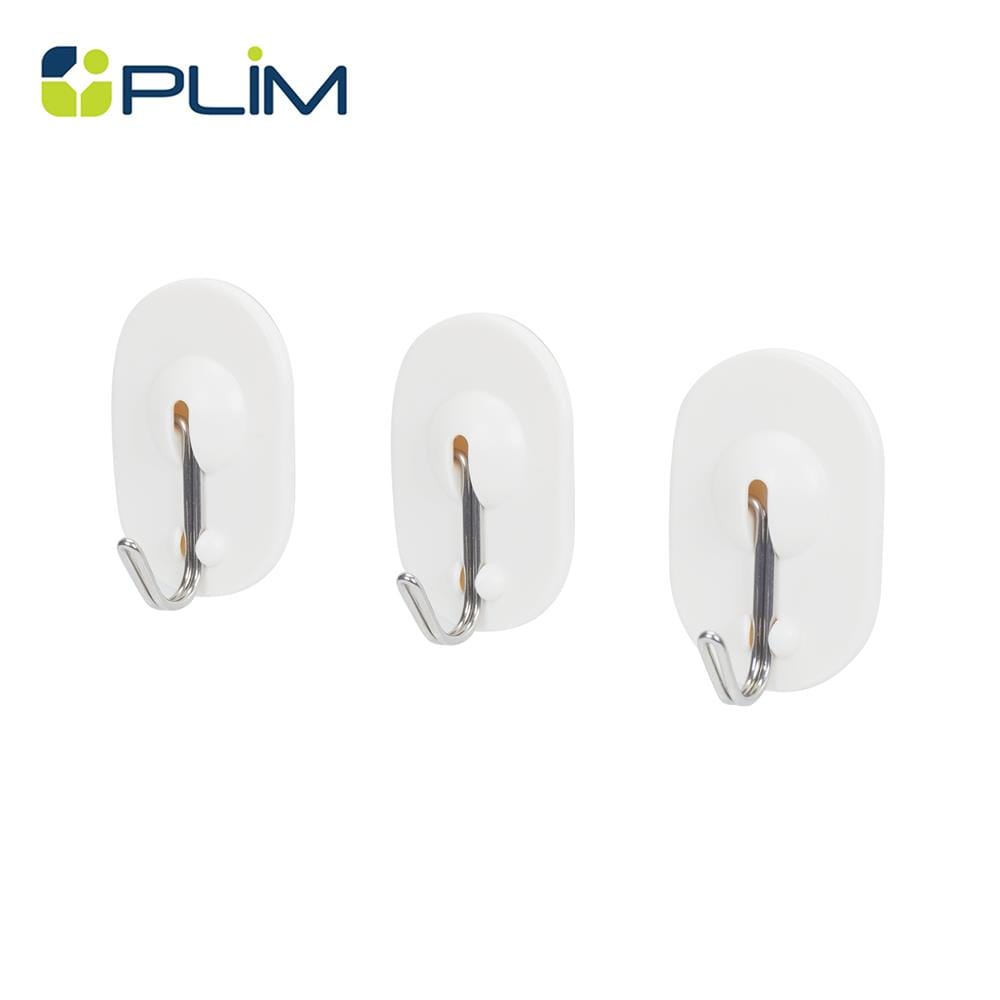 ขอแขวนวงรีติดเทปกาว PLIM HY-142004 W สีขาว (แพ็ก 3 ชิ้น)