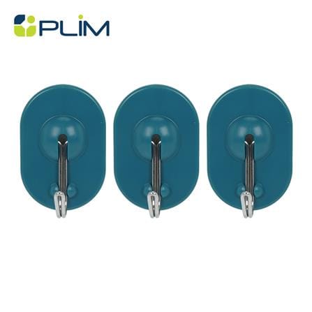 ขอแขวนวงรีติดเทปกาว PLIM HY-142004 BLUE สีฟ้า (แพ็ก 3 ชิ้น)_0