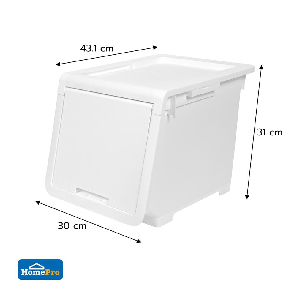 กล่องบานเปิด STACKO LOCK'IN POD SIZE S 30x43.1x31 ซม. สีขาว