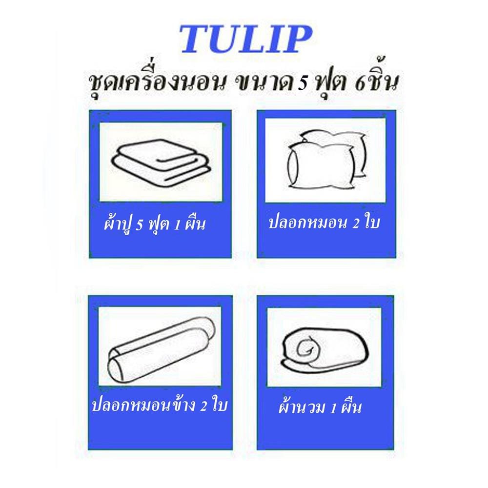 ชุดผ้าปูที่นอน 5 ฟุต (ชุด 6 ชิ้น) TULIP DELIGHT 60240-DL597