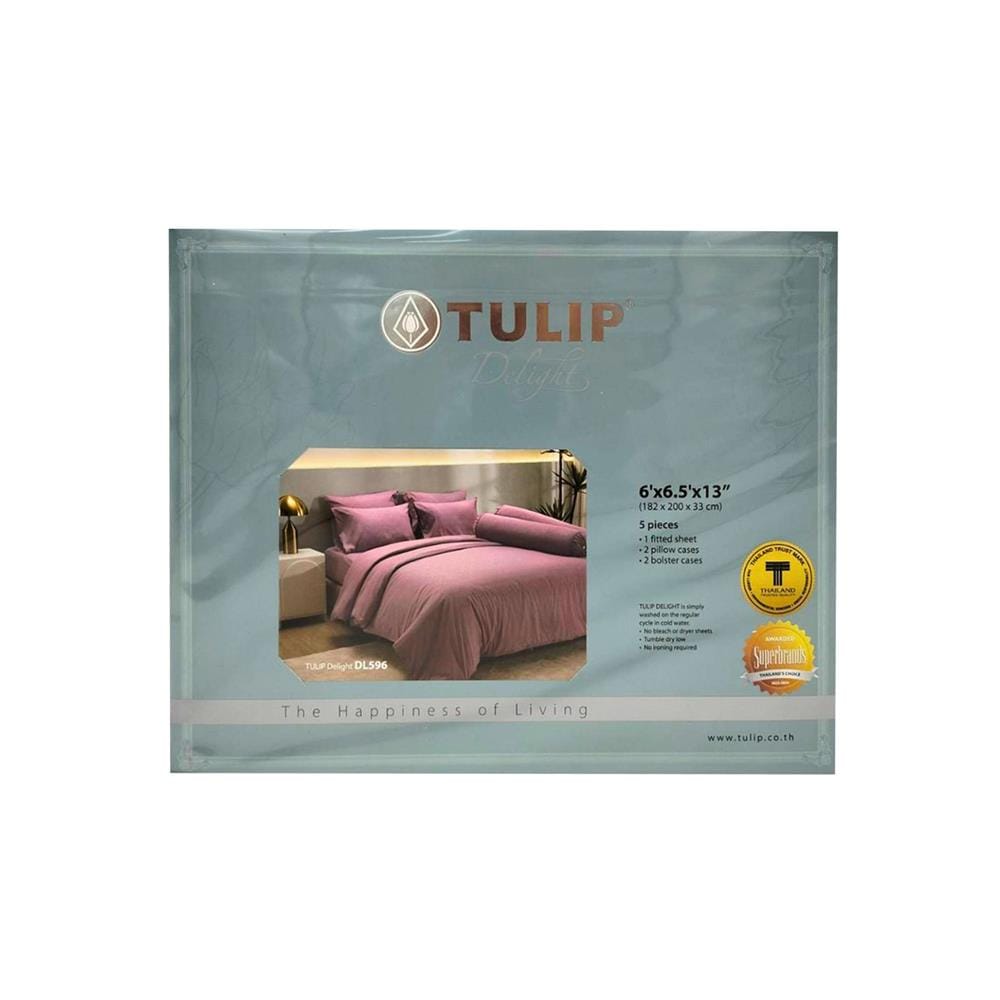 ชุดผ้าปูที่นอน 6 ฟุต (ชุด 5 ชิ้น)  TULIP DELIGHT 60056-DL596