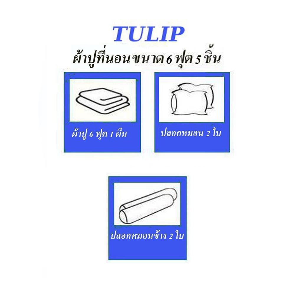 ชุดผ้าปูที่นอน 6 ฟุต (ชุด 5 ชิ้น)  TULIP DELIGHT 60056-DL596