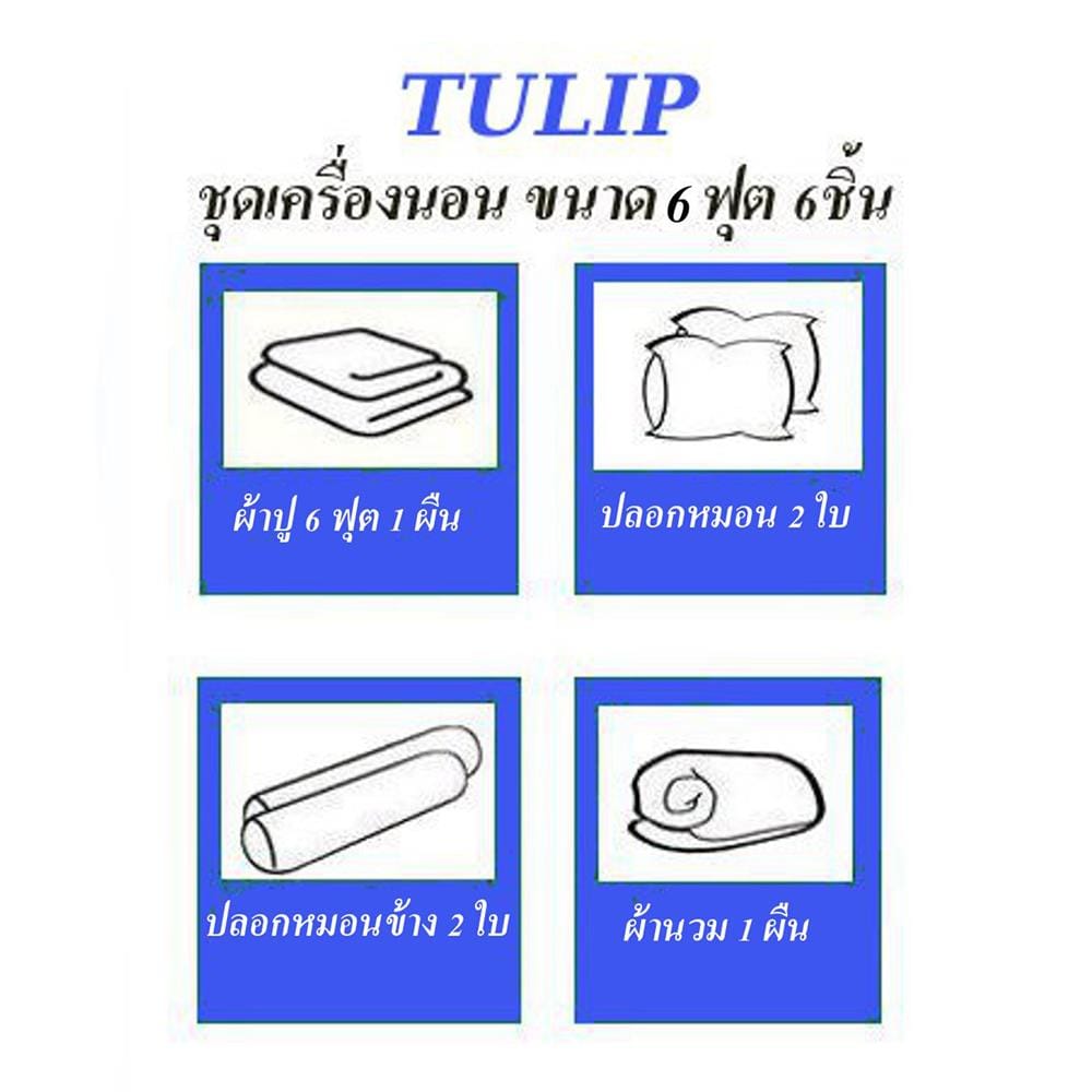 ชุดผ้าปูที่นอน 6 ฟุต (ชุด 6 ชิ้น) TULIP DELIGHT 60239-DL597
