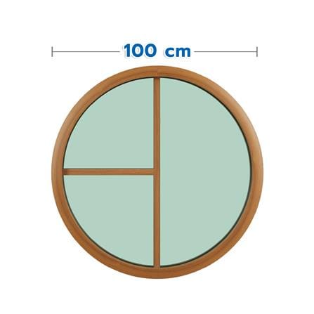 ช่องแสงหน้าต่างอะลูมิเนียม วงกลม KPA 3 ฟัก 100x100 ซม. สีลายไม้