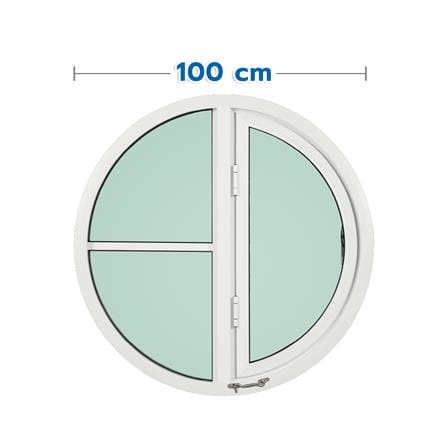 ช่องแสงหน้าต่าง อะลูมิเนียม วงกลม บานเปิด KPA 2 ฟัก 100x100 ซม. สีขาว