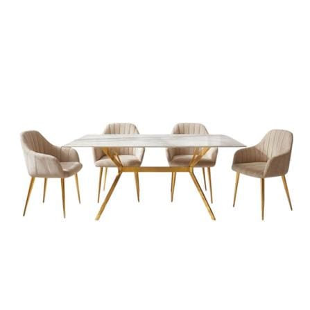 ชุดโต๊ะทานข้าว 4 ที่นั่ง SB FURNITURE LISVIE&LECTURE-PLUS 59064068 สีขาว_0