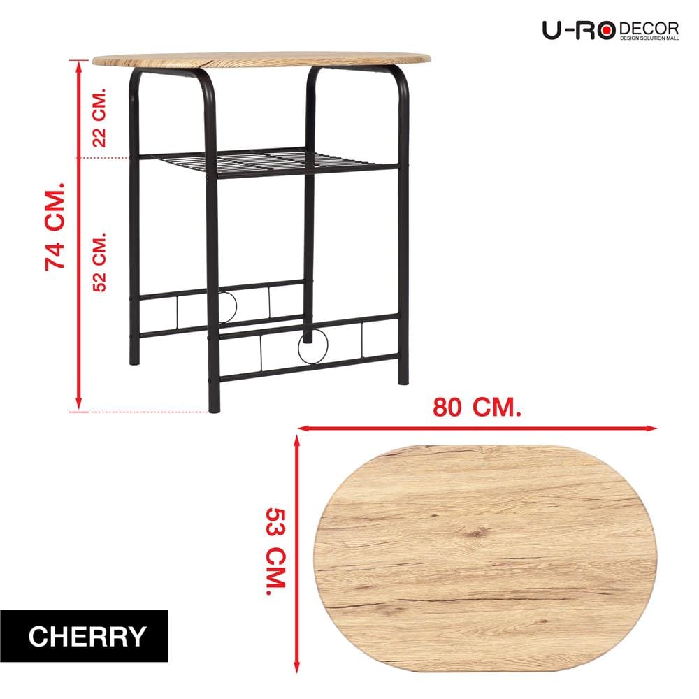 ชุดโต๊ะทานข้าว 2 ที่นั่ง U-RODECOR CHERRY 000002192  สีน้ำตาล/ดำ