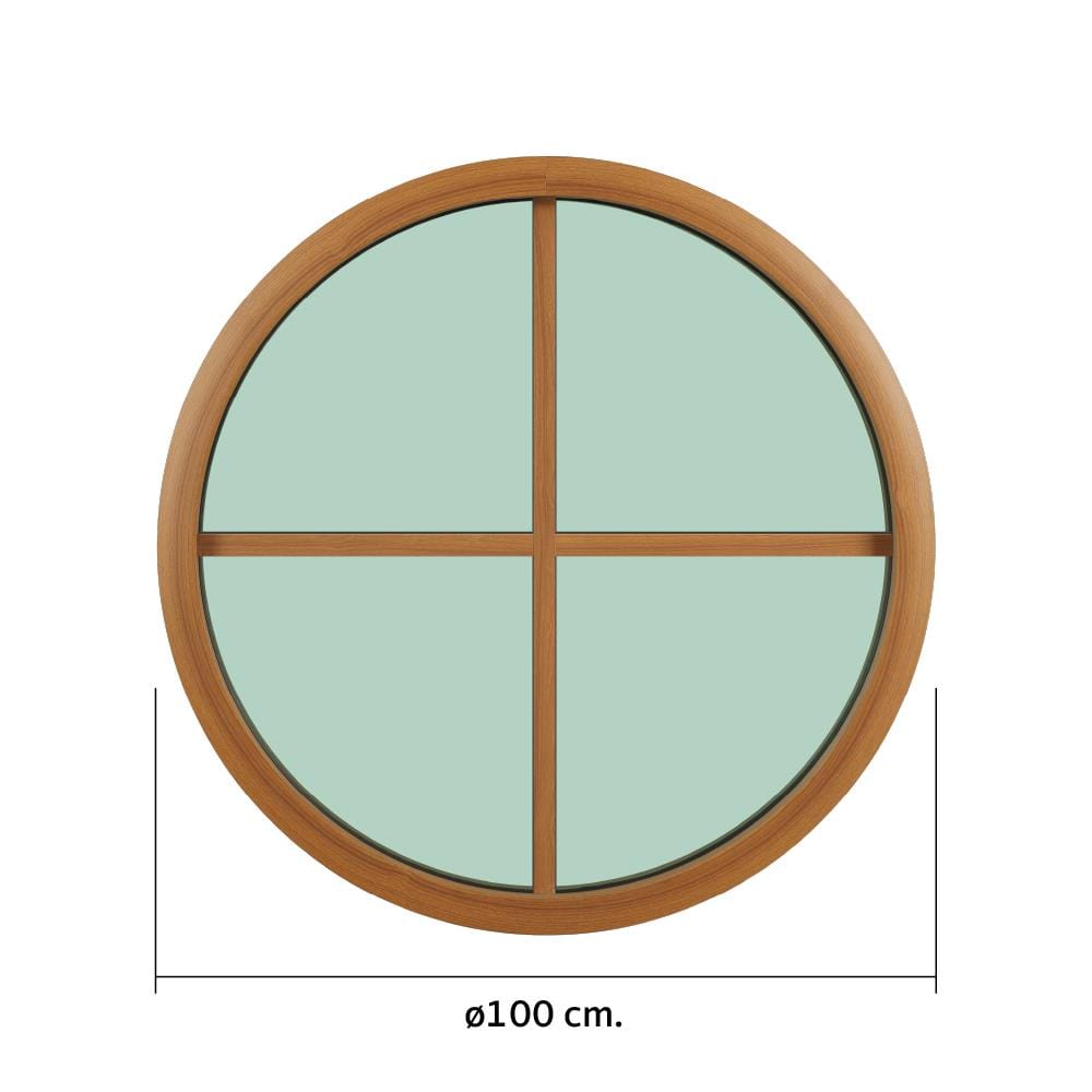 ช่องแสงหน้าต่างอะลูมิเนียม วงกลม KPA 4 ฟัก 100x100 ซม. สีลายไม้