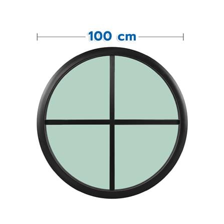 ช่องแสงหน้าต่างอะลูมิเนียม วงกลม KPA 4 ฟัก 100x100 ซม. สีดำ_0