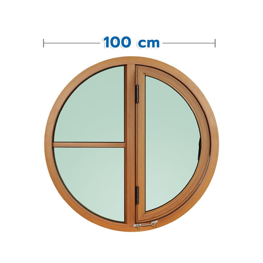 ช่องแสงหน้าต่างอะลูมิเนียม วงกลม บานเปิด KPA 2 ฟัก 100x100 ซม. สีลายไม้
